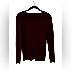 LAFAYETTE 148 Burgundy Wool Ribbed Sweater Size P